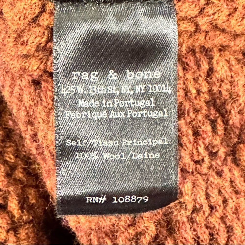 rag & bone  NWT Russet Deacon Crew Cable Knit Sweater Men’s Size Medium - Picture 7 of 8